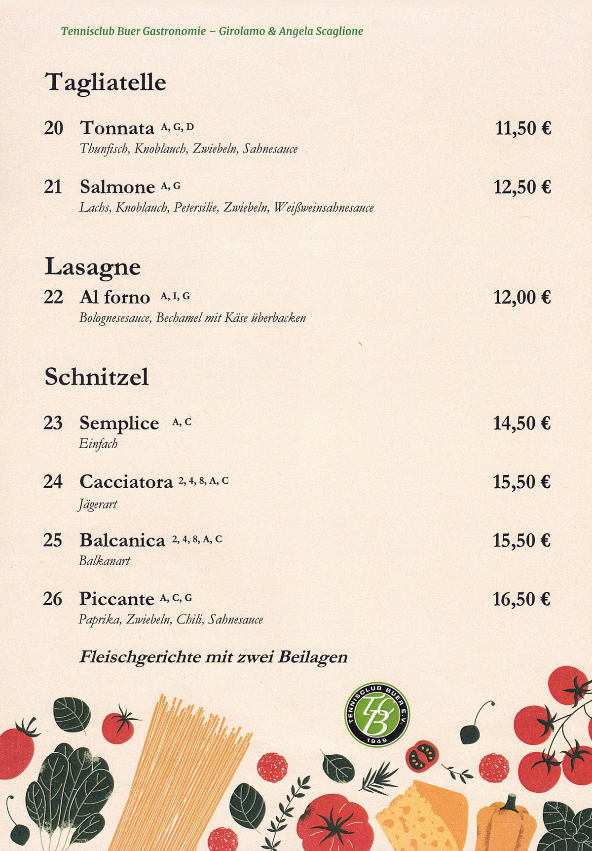 Tagliatelle, Lasagne und Schnitzel