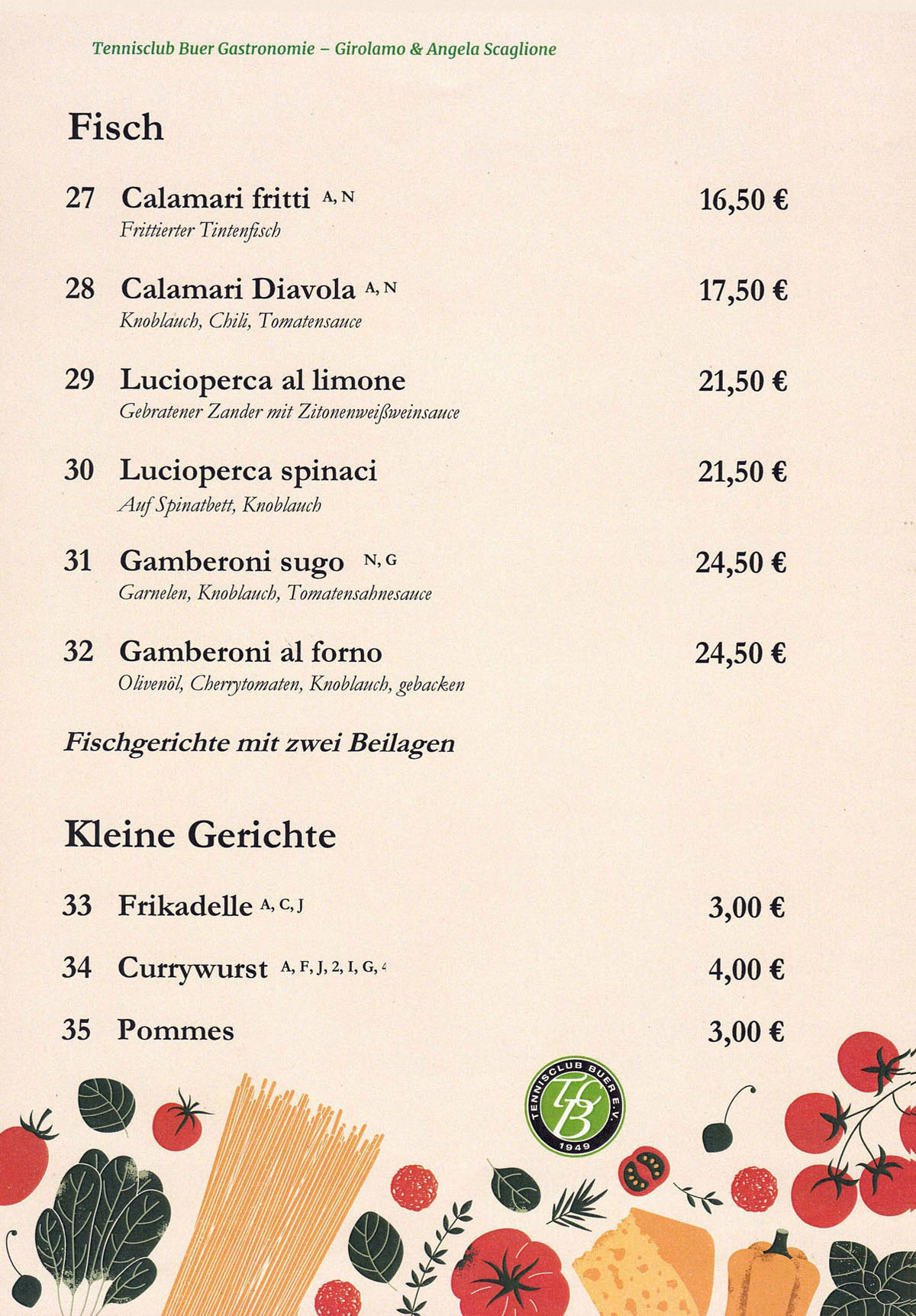 Fisch und kleine Gerichte